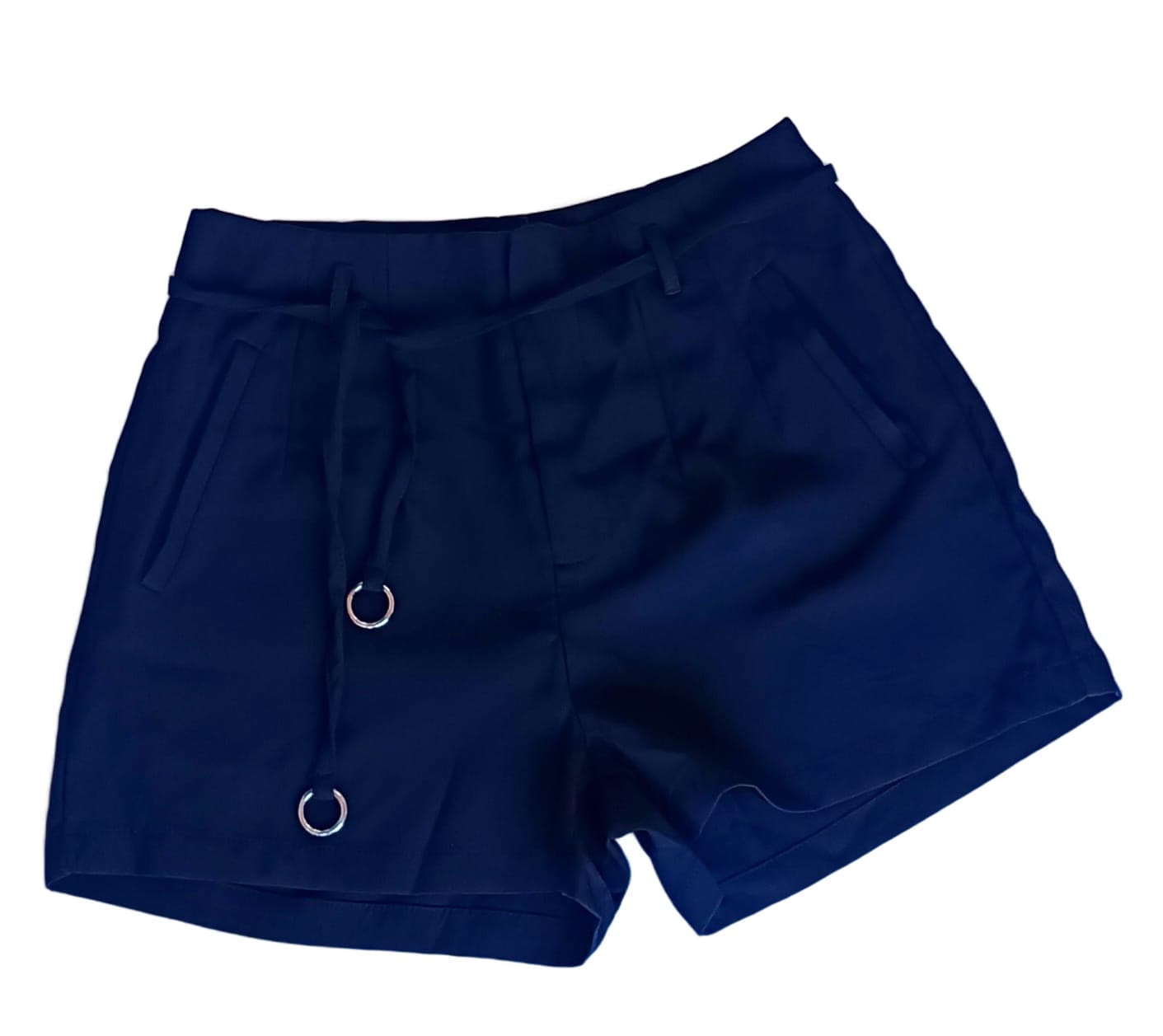 Short Alfaiataria Feminino Preto com Argolas