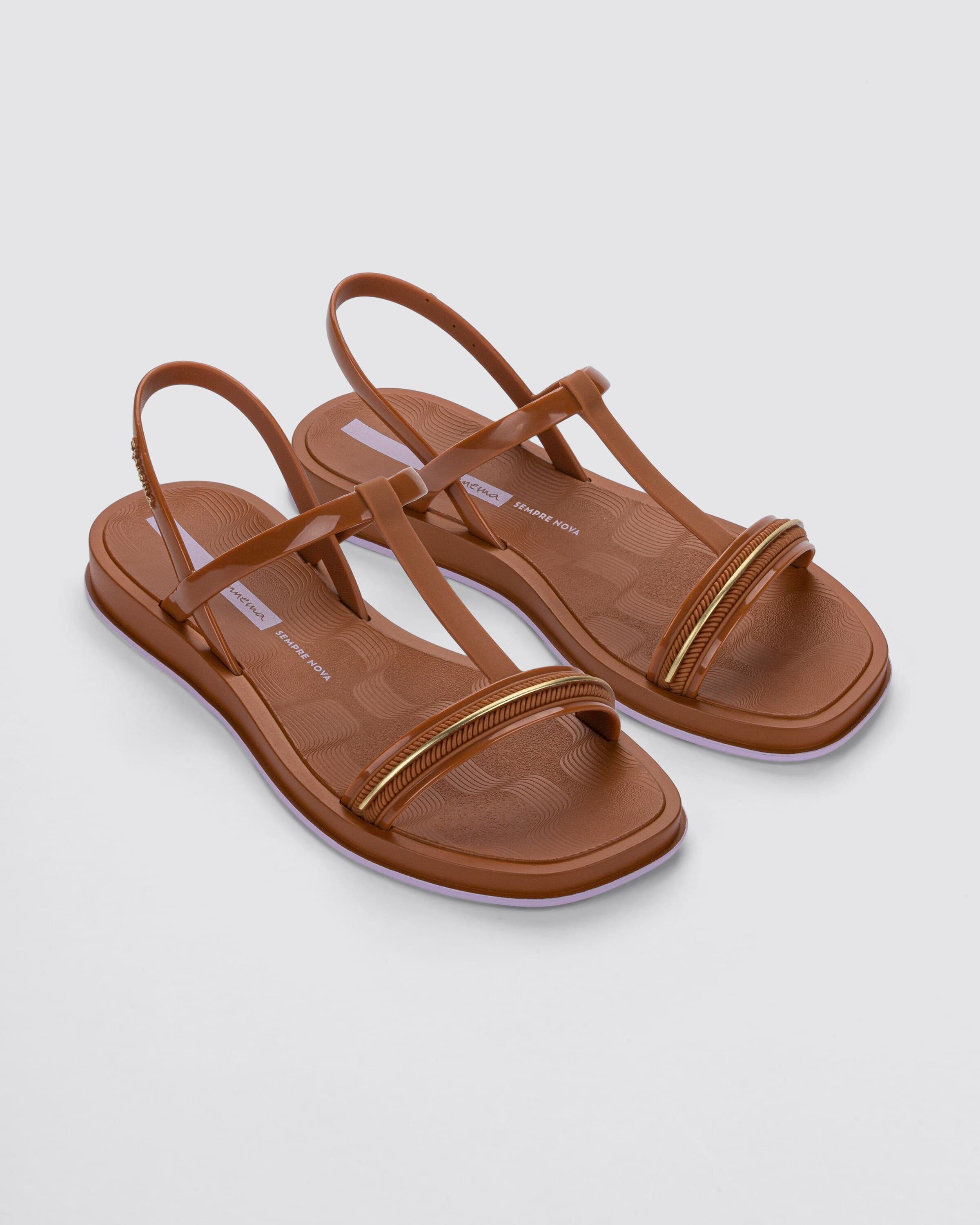 Sandália Ipanema Glow Marrom/Dourado/Lilás