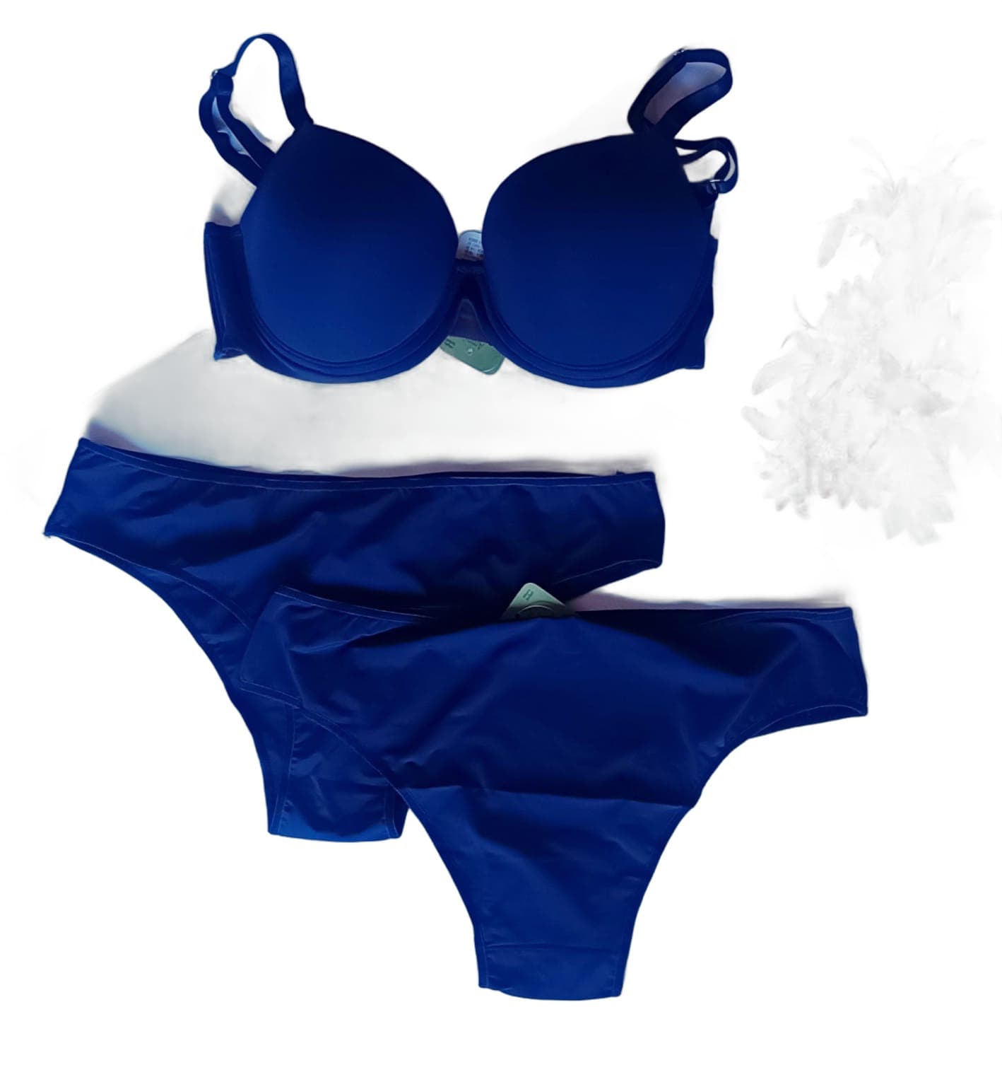 Conjunto Lingerie Feminino Azul Marinho Sutia e 2 Calcinhas