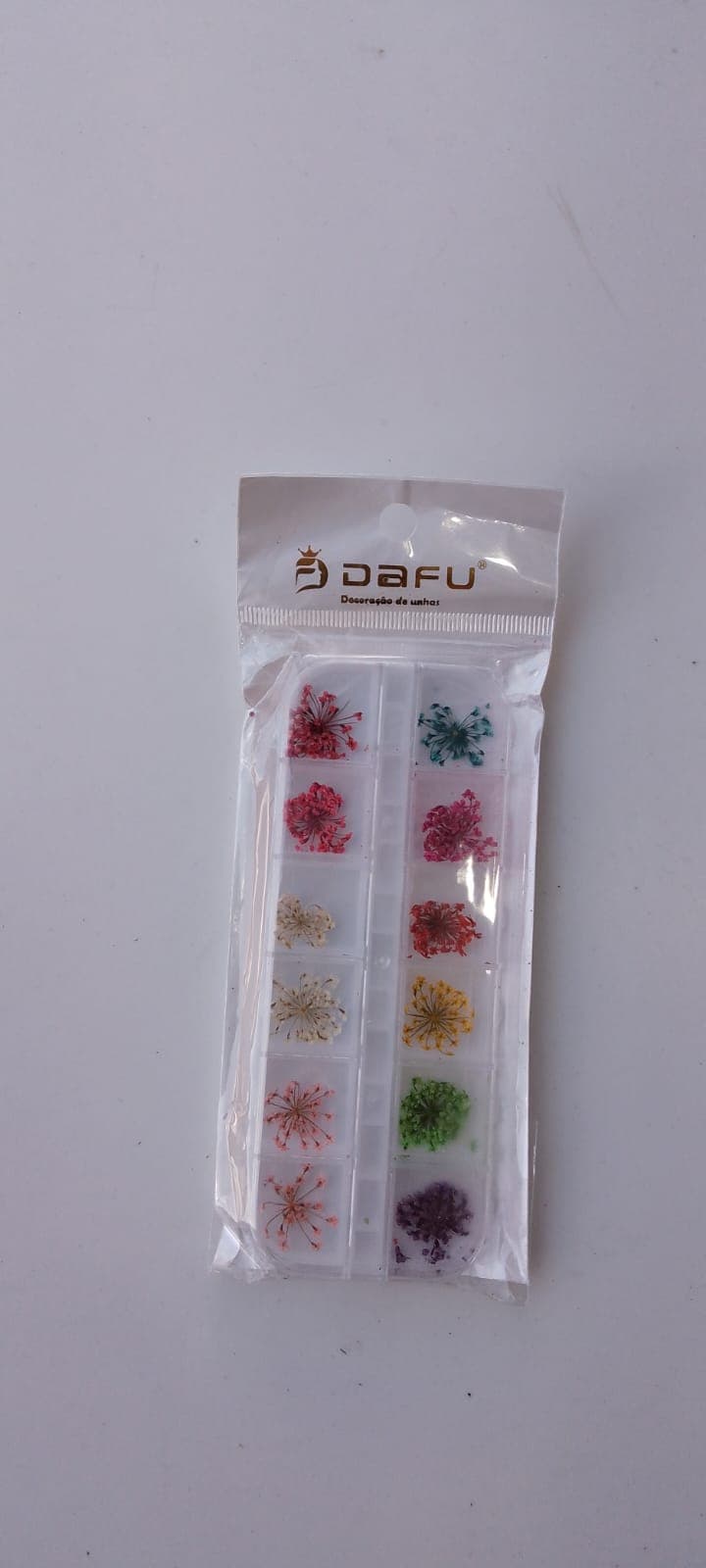 Flores secas para unhas Dafu estojo com 12 cores
