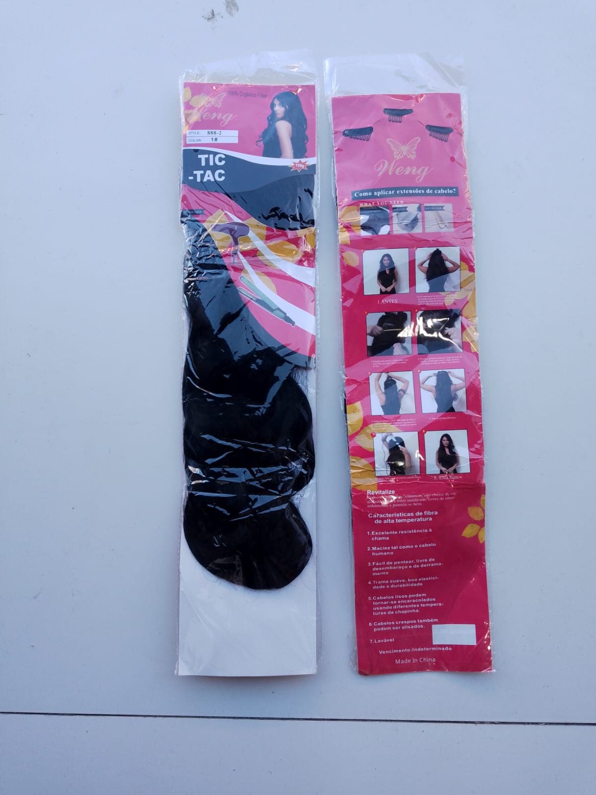 Aplique de cabelo tic tac Weng 888-2 ondulado preto 150 g