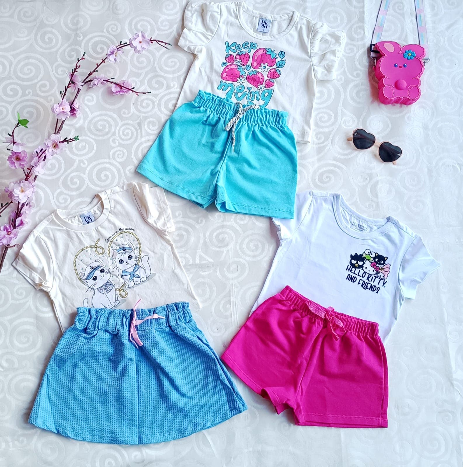 Kit 3 Conjuntos Infantil Menina Keep it Merry Frozen e Hello Kitty