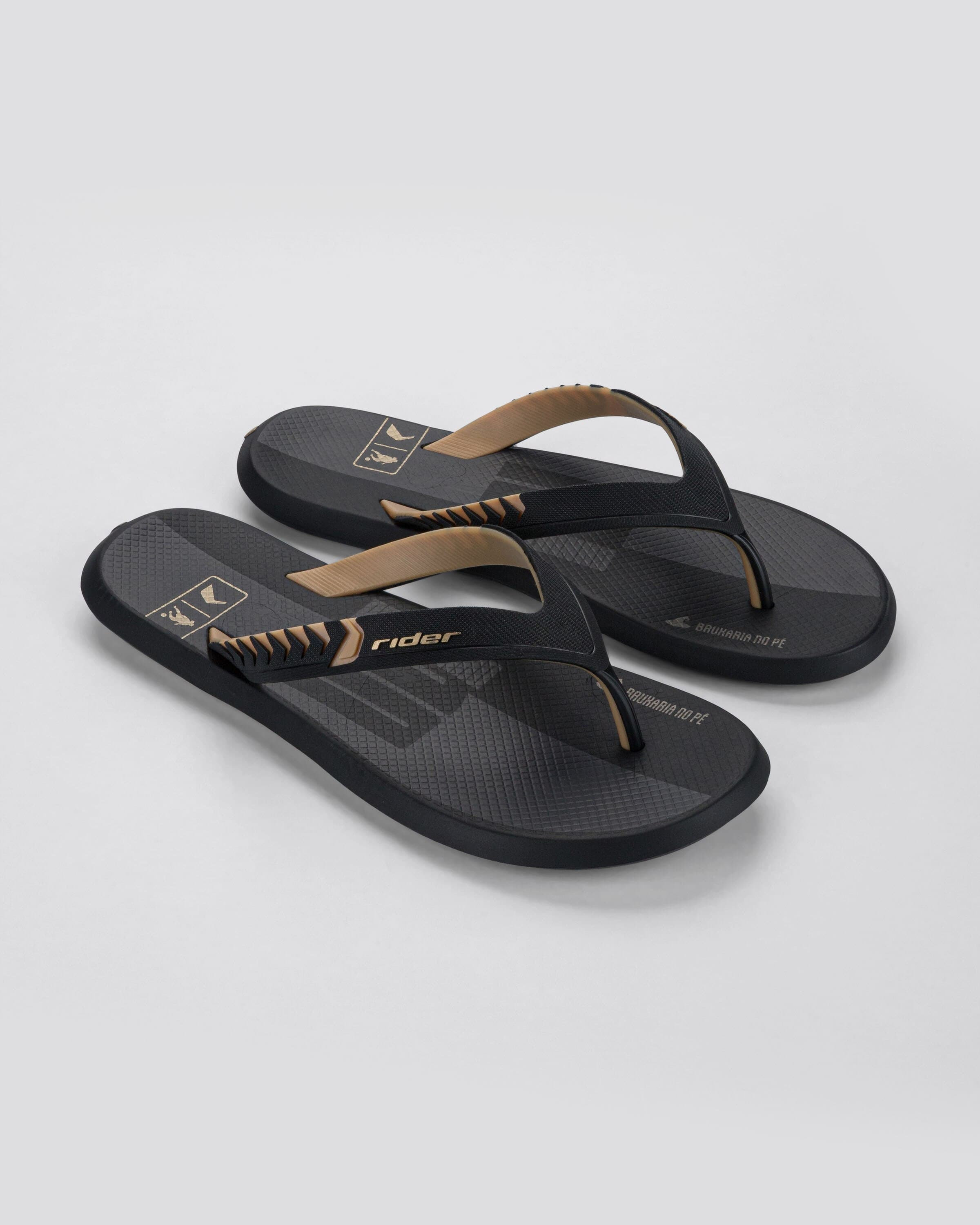 Chinelo de Dedo Rider R1 Prime R10 Preto/Bege/Dourado