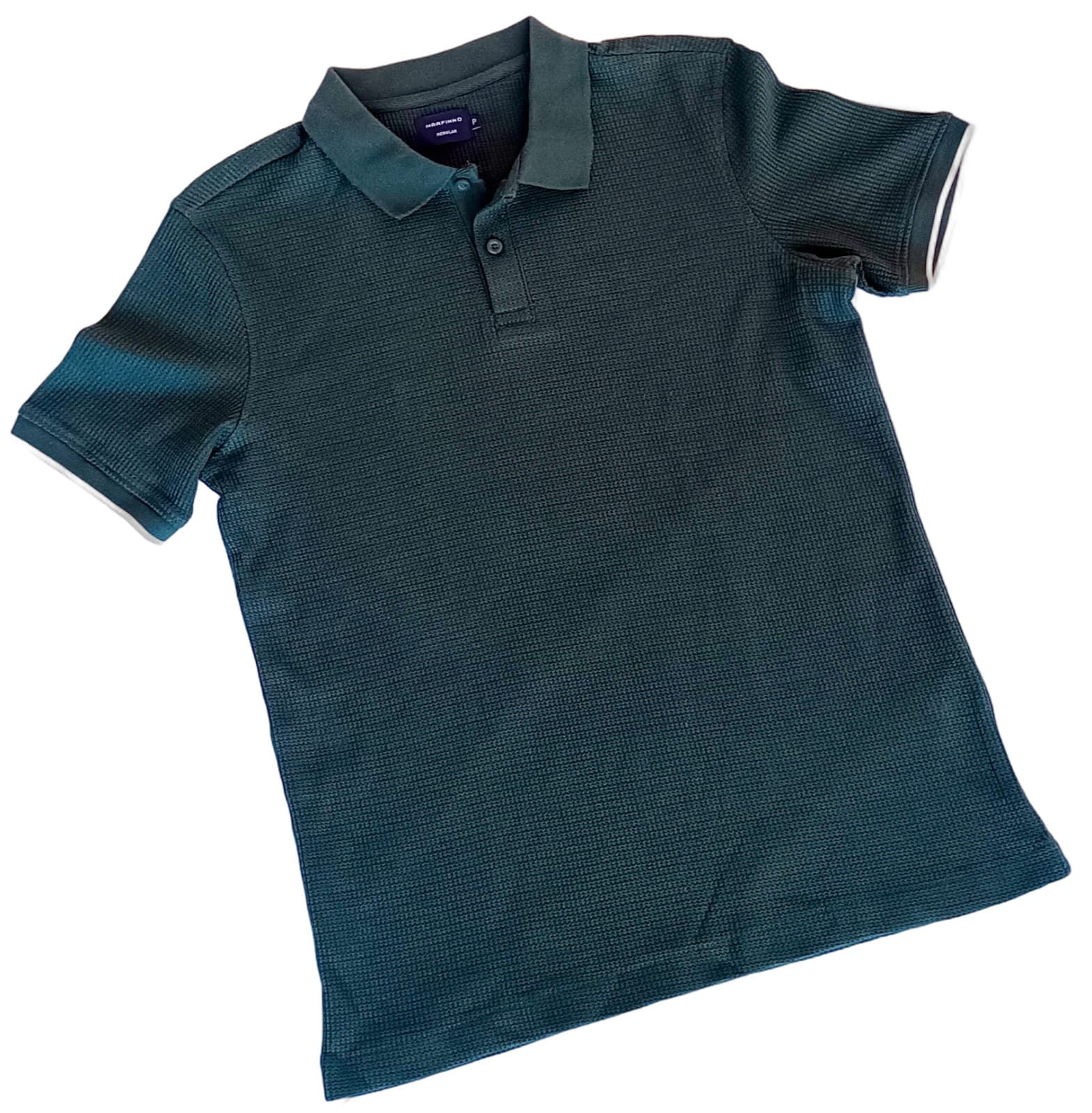 Camisa Polo Masculina Verde Escuro Texturizada