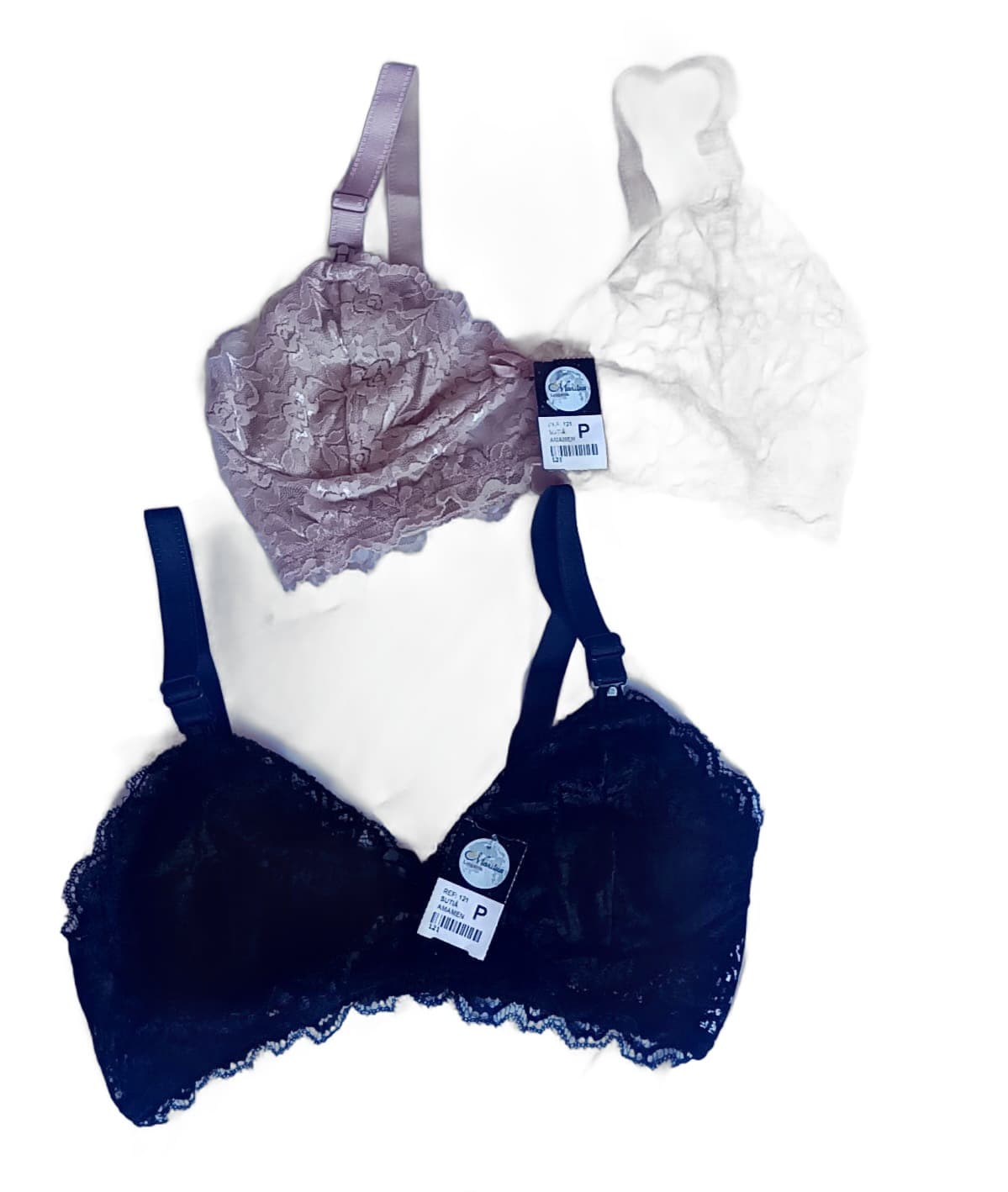 Kit 2 Sutias de Renda Nude e Preto