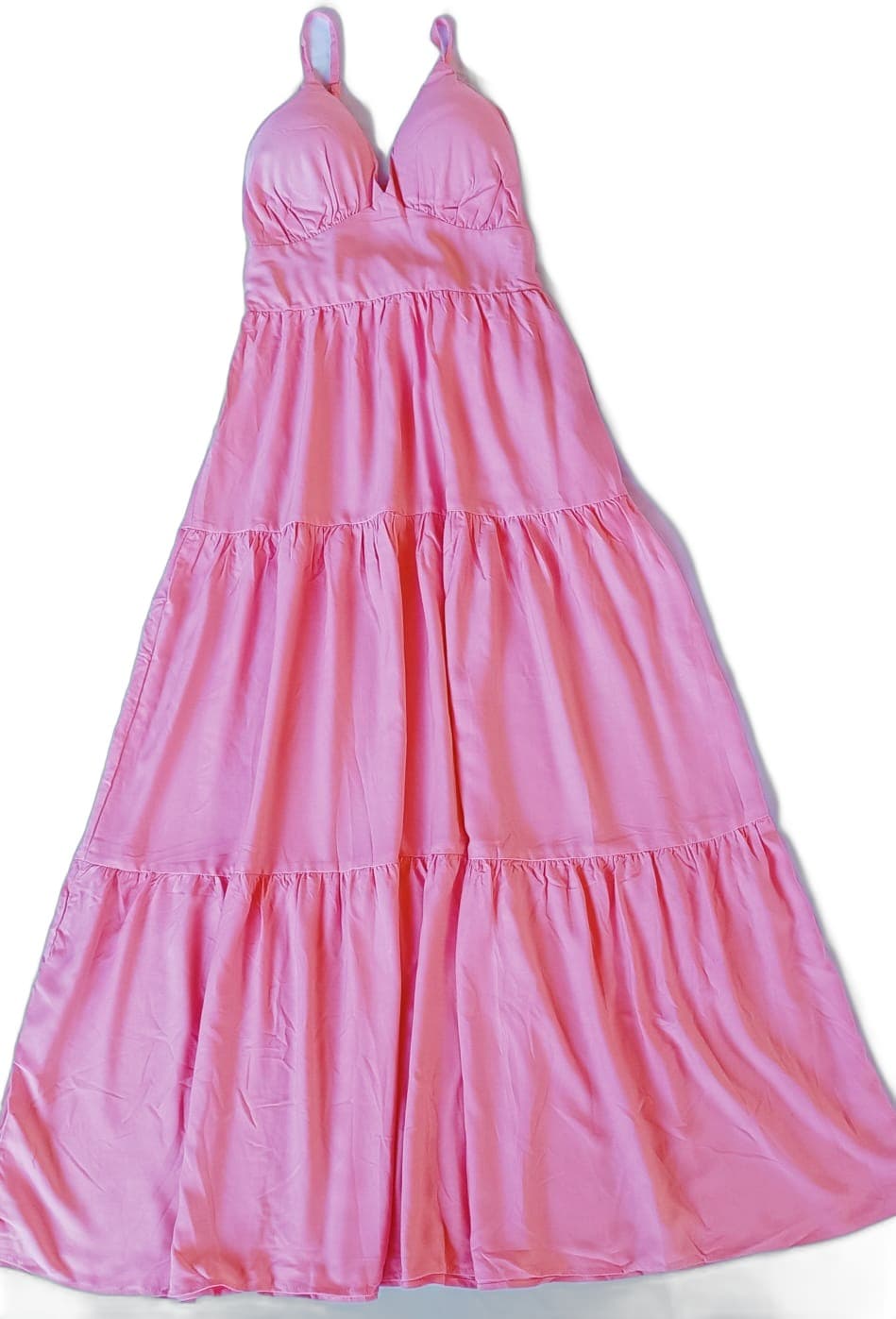 Vestido Longo Rosa em Camadas