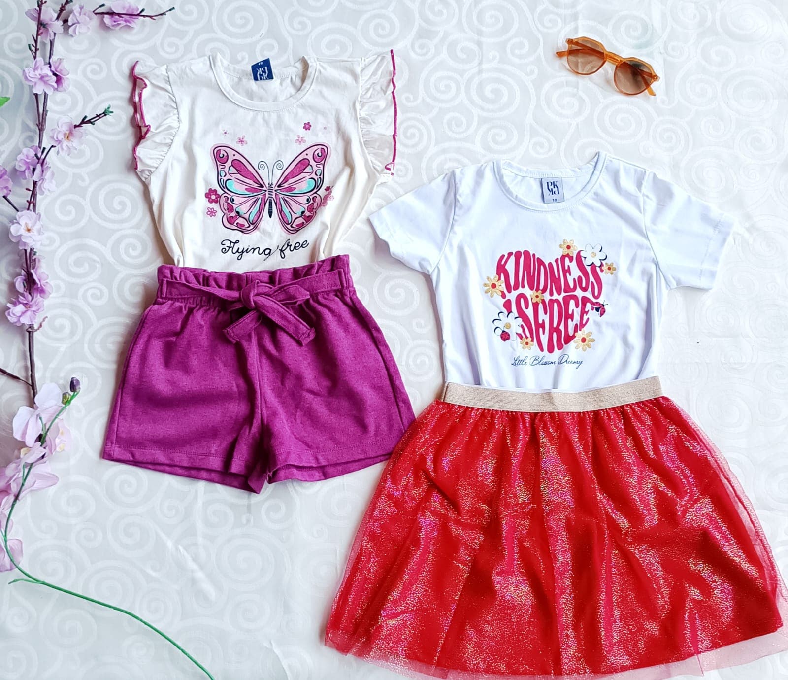 Kit 2 Conjuntos Infantil Menina Flying Free e Kindness