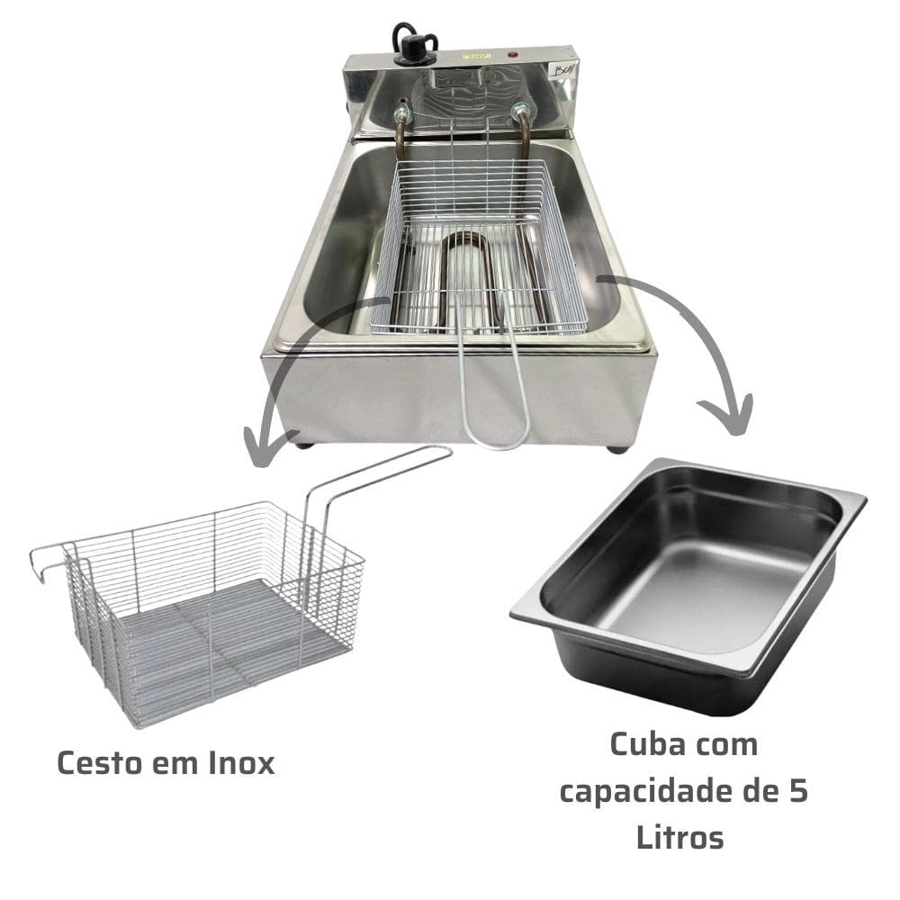 Kit Resistência + Cuba + Cesto para Fritadeira Elétrica Industrial