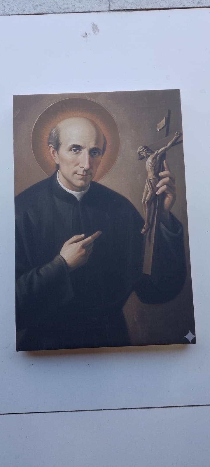 Quadro canvas religioso santo com crucifixo decoração 40x60