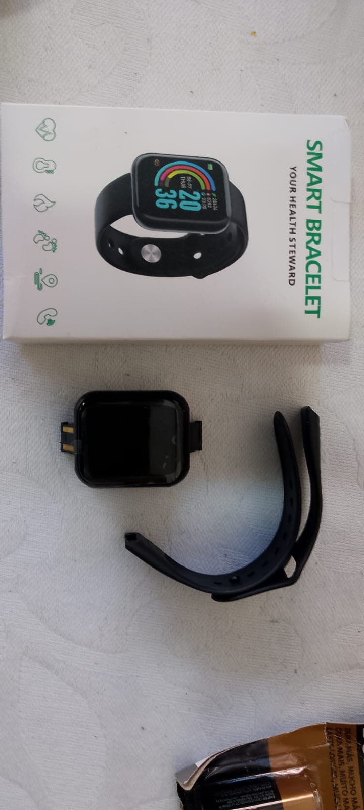 Relógio smartwatch D20 Y68 smart bracelet pulseira preta