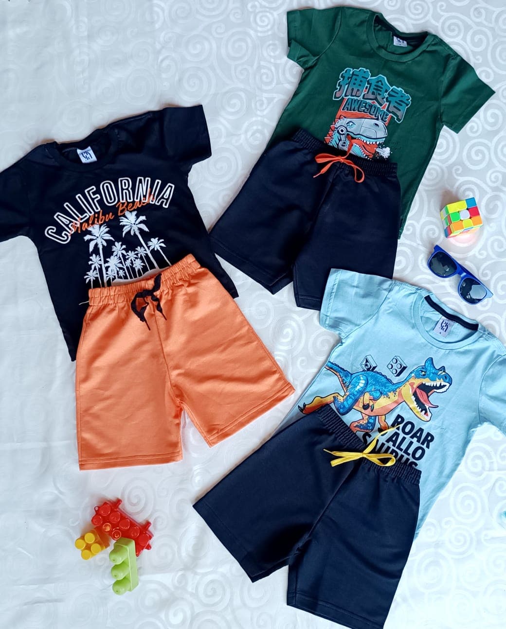Kit 3 Conjuntos Infantil Menino California Aventura e Dino Roar