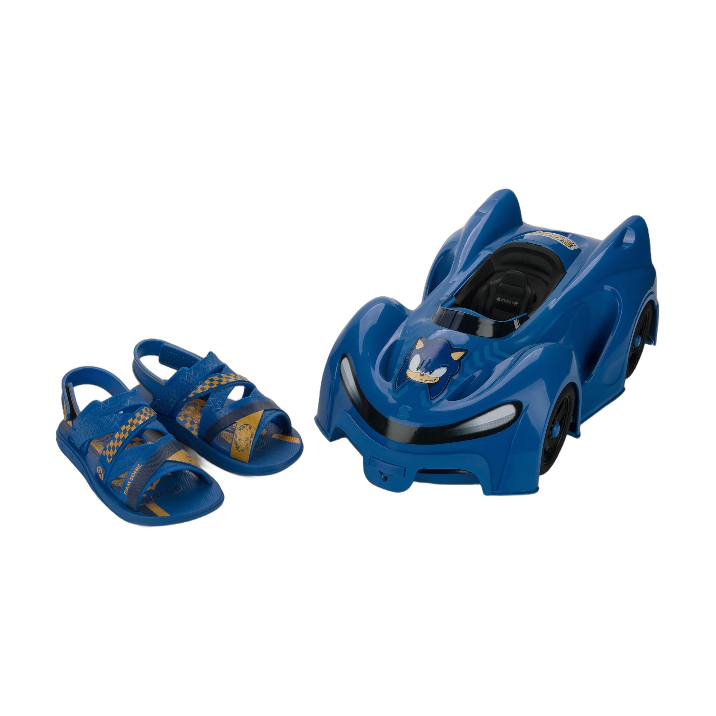 Sandália Infantil Grendene Kids Sonic Fast Car Azul/Amarelo