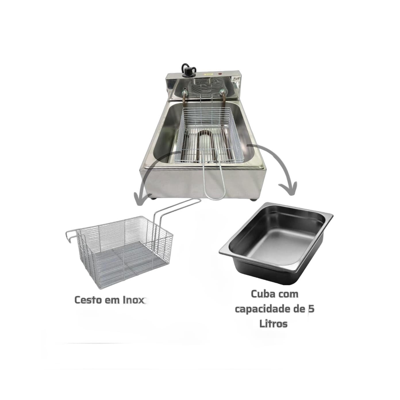 Kit Resistência + Cuba + Cesto para Fritadeira Elétrica Industrial