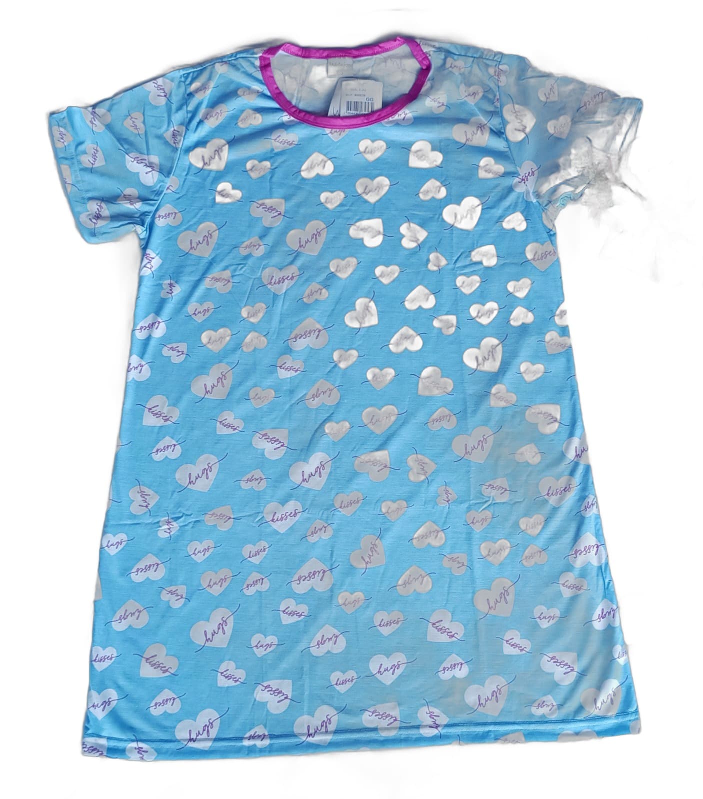 Camisola Infantil Menina Azul Estampa Coracoes